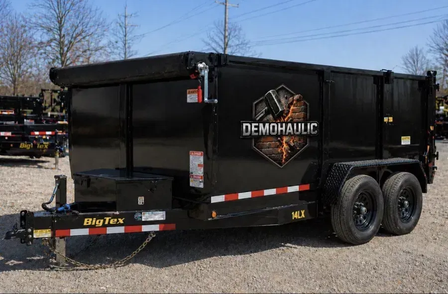 Demohaulic branded Big Tex 14LX trailer for contractor debris hauling