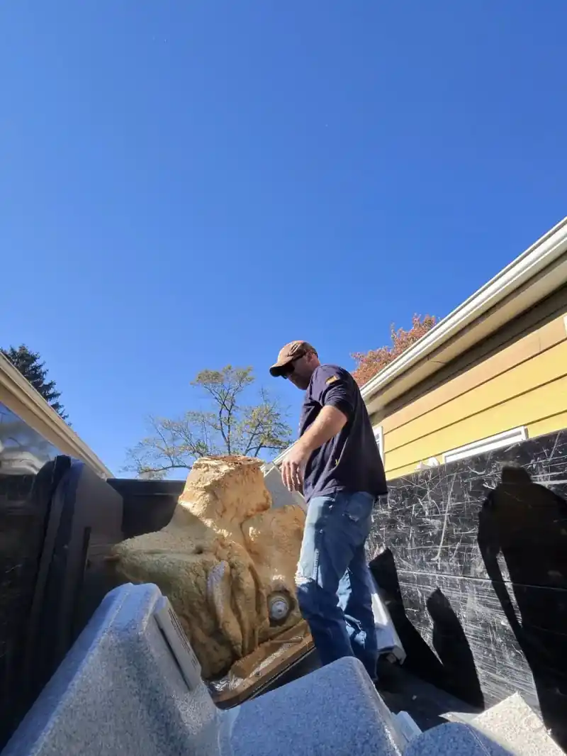 Hot tub removal pieces loaded into the trailer