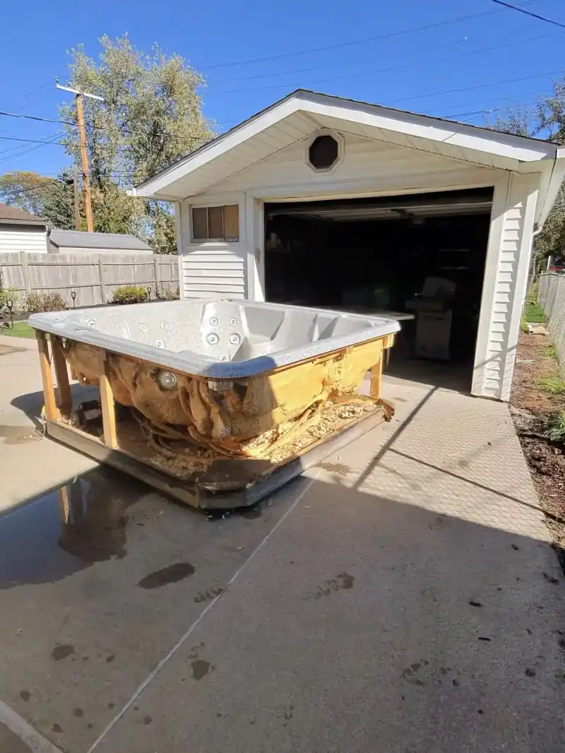 Hot tub partially broken down during removal